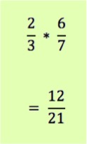 2/3 * 6/7
= 12/21