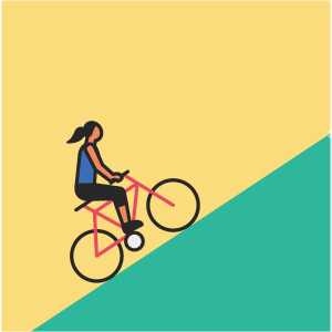 A lady biking.