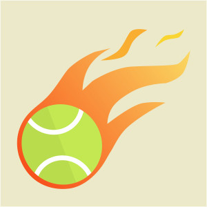A tennis ball...but it's on fire.