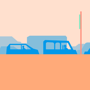 Cars in traffic.