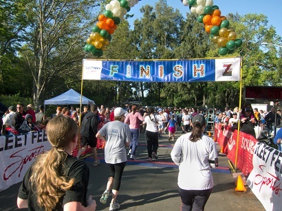 The finish line for a race.