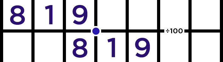 819 / 100 = 8.19