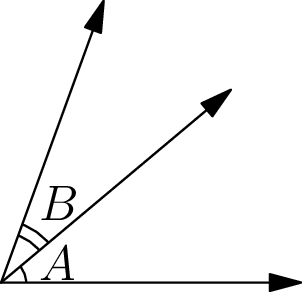 large angle with small angle A and small angle B