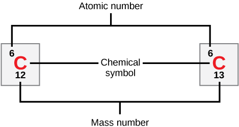 Carbon's chemical symbol is C. It has an atomic number of 6 and a mass number of 12.