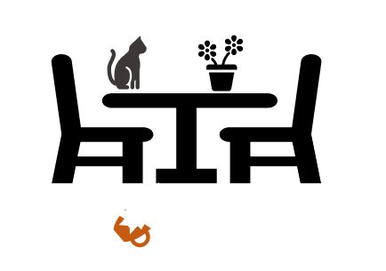 A cat and a flower pot are sitting on top of a table. A broken cup lays below.