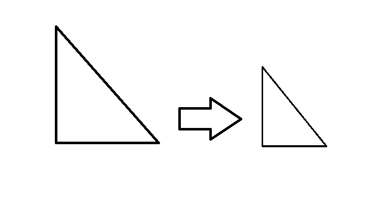 A triangle and a smaller, similar triangle next to it.