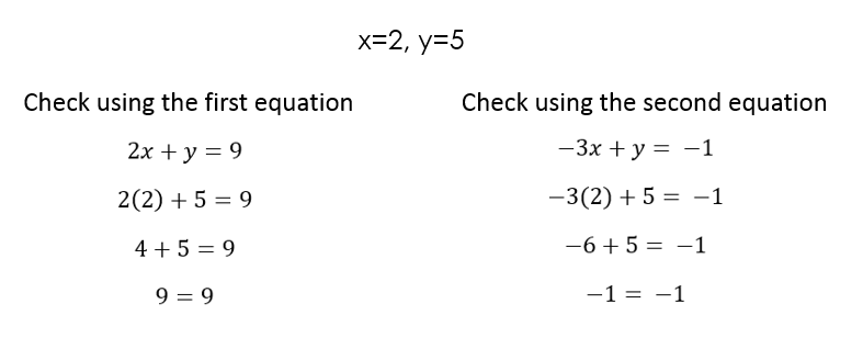checking our solutions in the equations