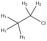 A molecule of chloroethane