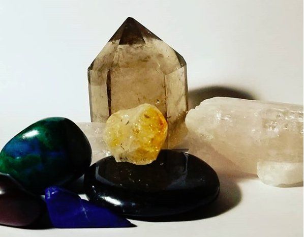 A still life containing a collection of rocks.