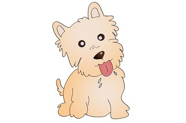 A puppy panting with his tongue out.