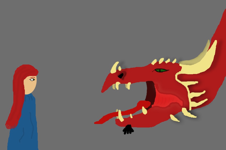 Woman and dragon.