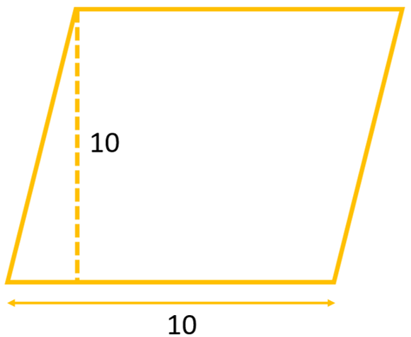 A parallelogram with base 10 and height 10.