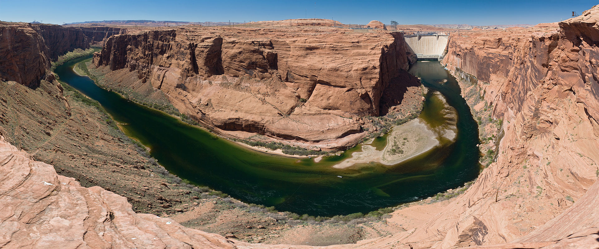 he Glen Canyon — with the Colorado River and Glen Canyon Dam