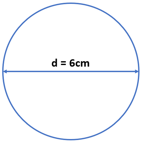 A circle with diameter d=6 cm.
