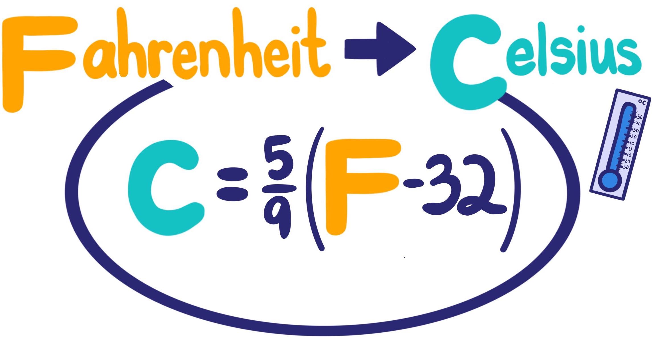 Converting from Fahrenheit to Celsius: C=(5/9)(F-32)