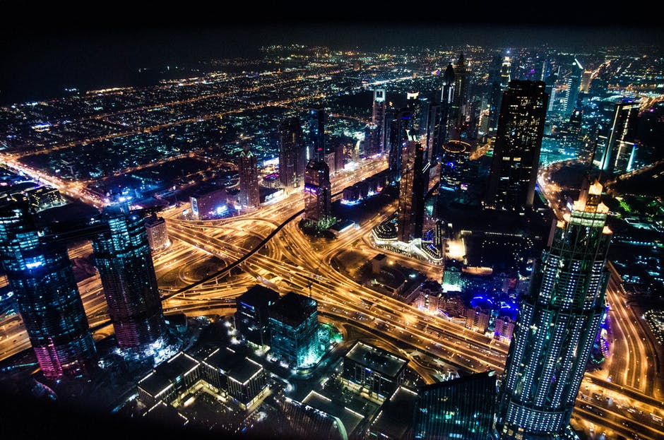 Picture of a city at night
