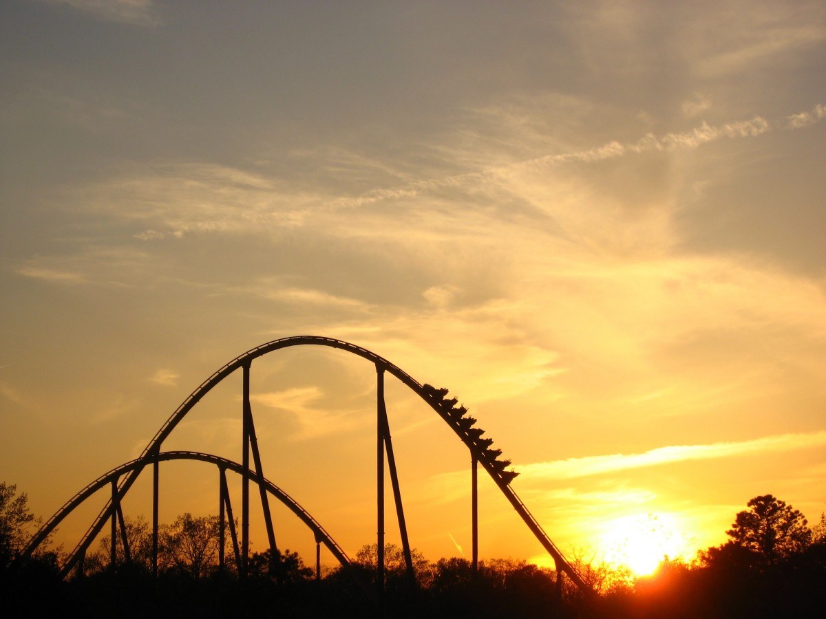 Rollercoaster and sunset