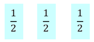 Fractions 1/2, 1/2, and 1/2.