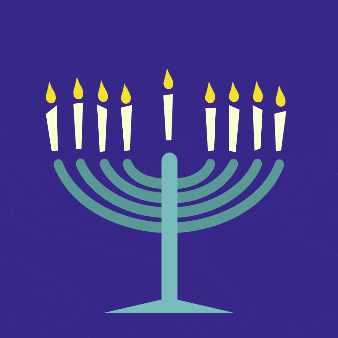 Hanukkah candles moving around on the menorah.