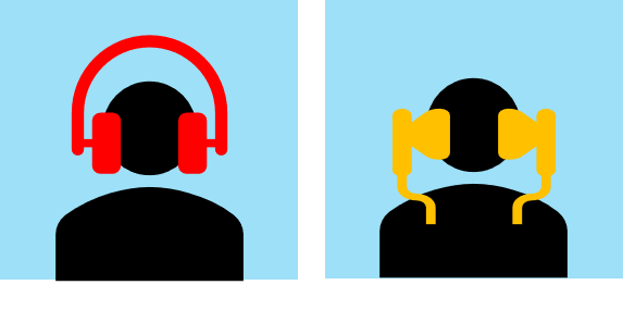 Headphones versus earbuds.