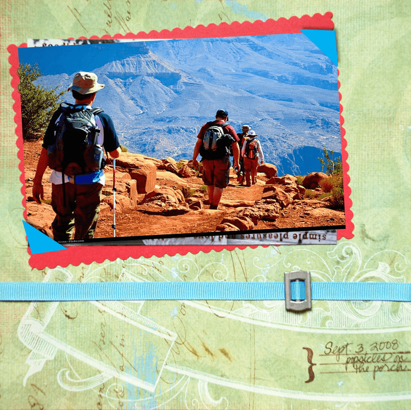 A group is hiking through a canyon.