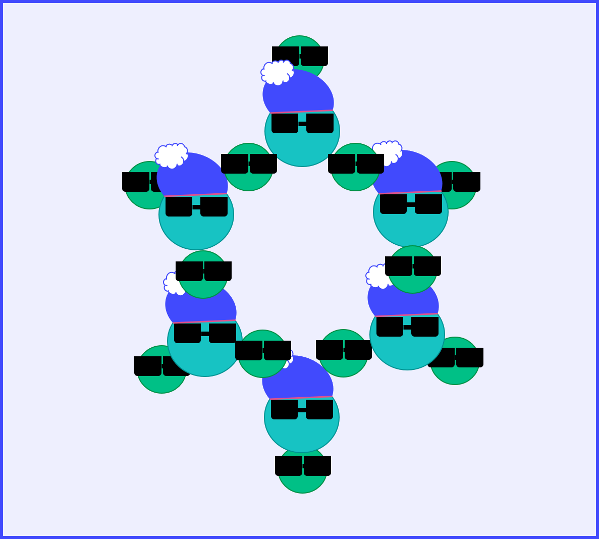 Water molecules arranging to form a crystalline structure.