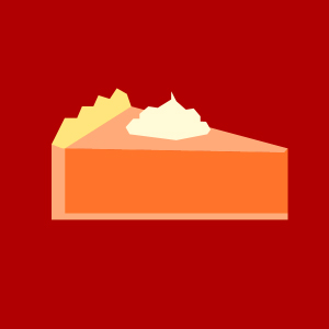 A piece of pumpkin pie with a dollop of whipped cream