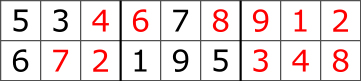 Two filled sudoku rows.