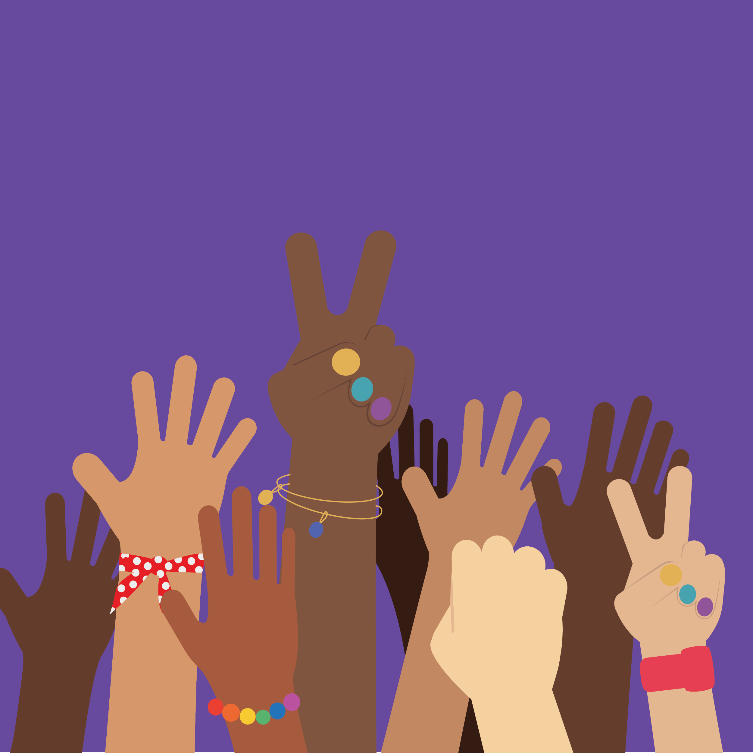 Women raising their hands in the air.