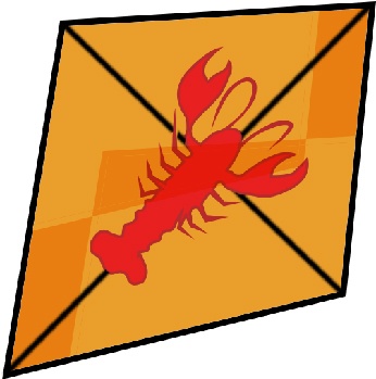 A kite with a lobster on it.