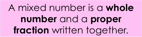 A mixed number is a whole number and a proper fraction written together.