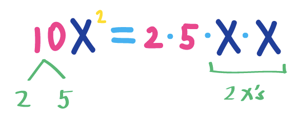 10x^2 = 2 * 5 * x * x