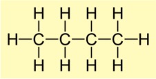 This image shows the chemical structure of C(4)H(10).