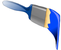 Paint brush that's been dipped in blue paint.