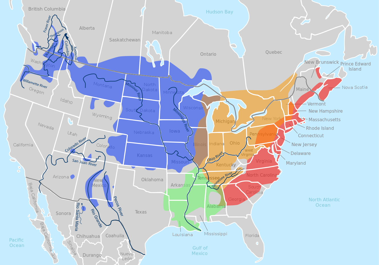 A map of the United States with half of it hghlighted. 