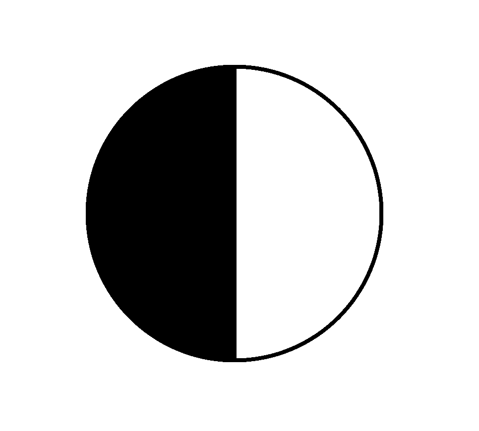 An image of a circle half-filled with black.
