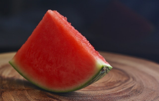 A very delectable piece of watermelon with no seeds