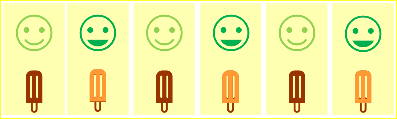 Someone is much happier eating orange cream popsicles than chocolate ones. 