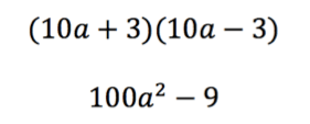 (10a + 3)(10a - 3)

100a^2 - 9