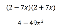 (2 - 7x)(2 + 7x)

4 - 49x^2
