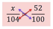 x with 100 and 104 with 52