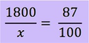 1800/x = 87/100