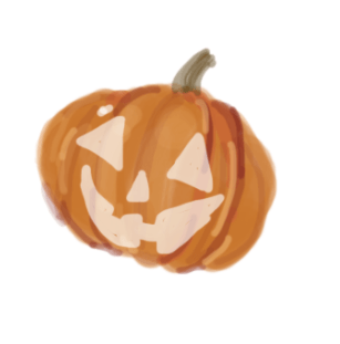 A carved pumpkin.