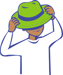 Man wearing a green hat.