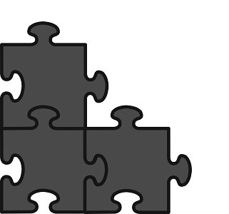 Three identical puzzle pieces joined together.
