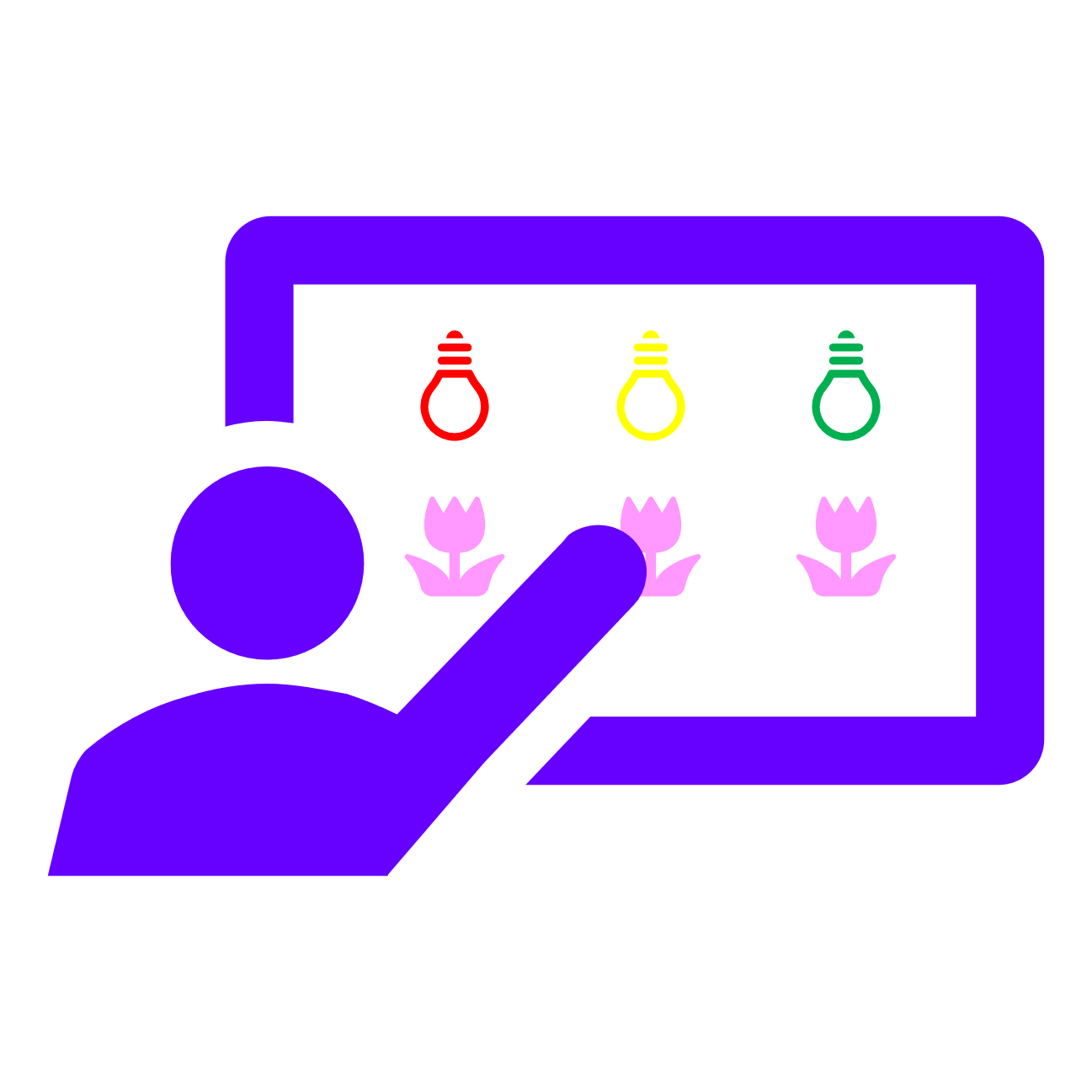 A person presenting a talk on tulips.