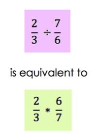 2/3 / 7/6
is equivalent to
2/3 * 6/7