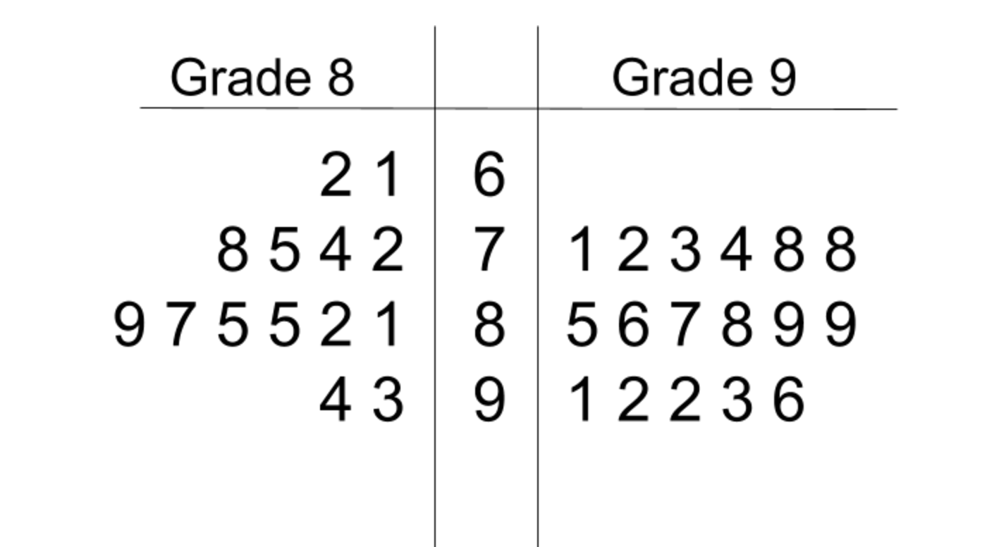 Image of a stem and leaf plot. 