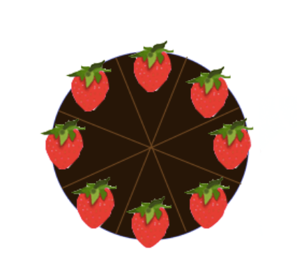 8 slices of cake with strawberries