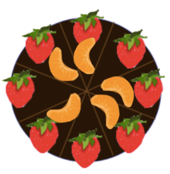 3 slices with just strawberries and 5 slices with strawberries and oranges.